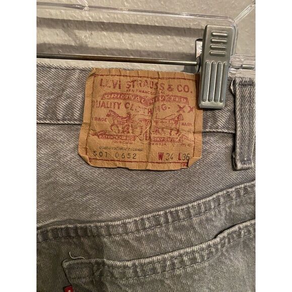 Vintage 80s Levi’s Button Fly 501 - 0652 Grey Denim Jeans 32x33 - Picture 4 of 9